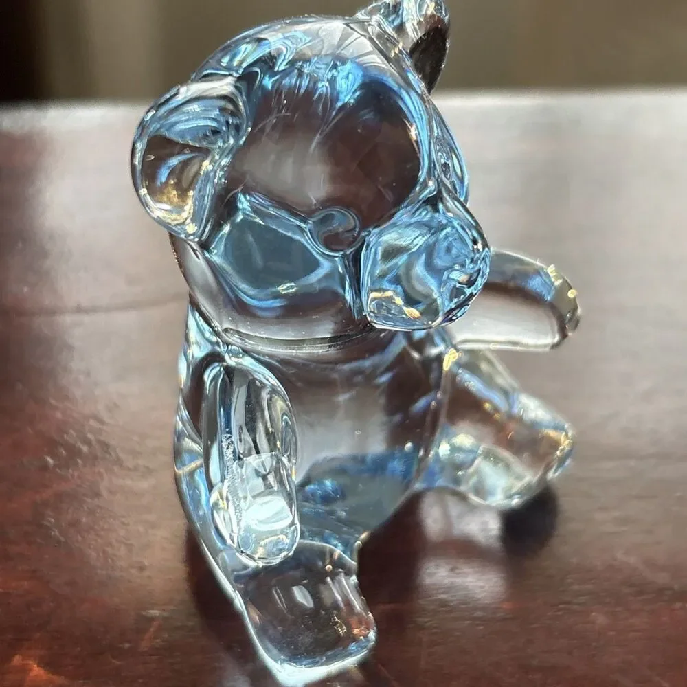 VTG Blue Crystal Oneida Teddy Bear Figurine Paperweight 2 3/4